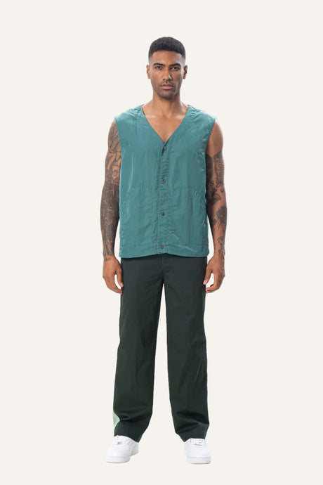 Denim Nylon Vest - Mazrood